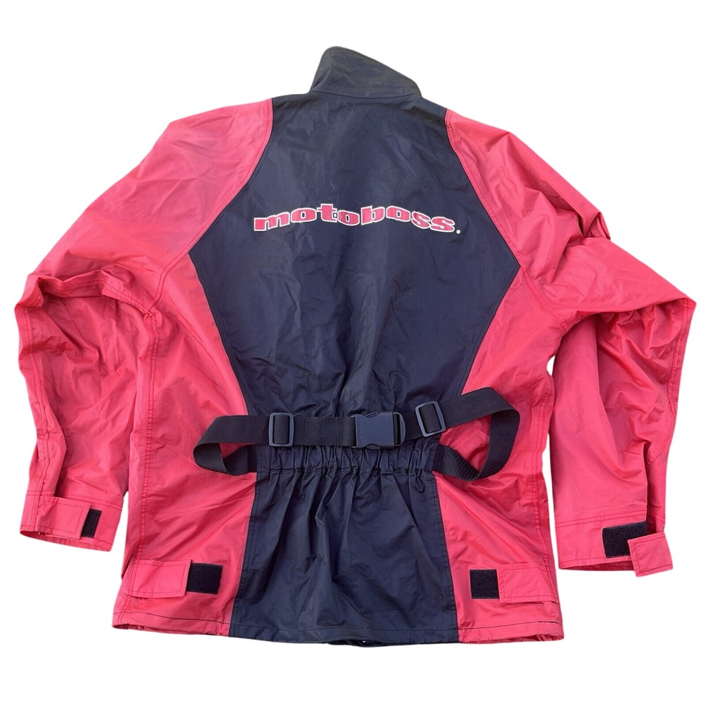 Motoboss Motorcycle Men's Packable Waterproof‎ Jacket Large Black Red Packable - Picture 5 of 11